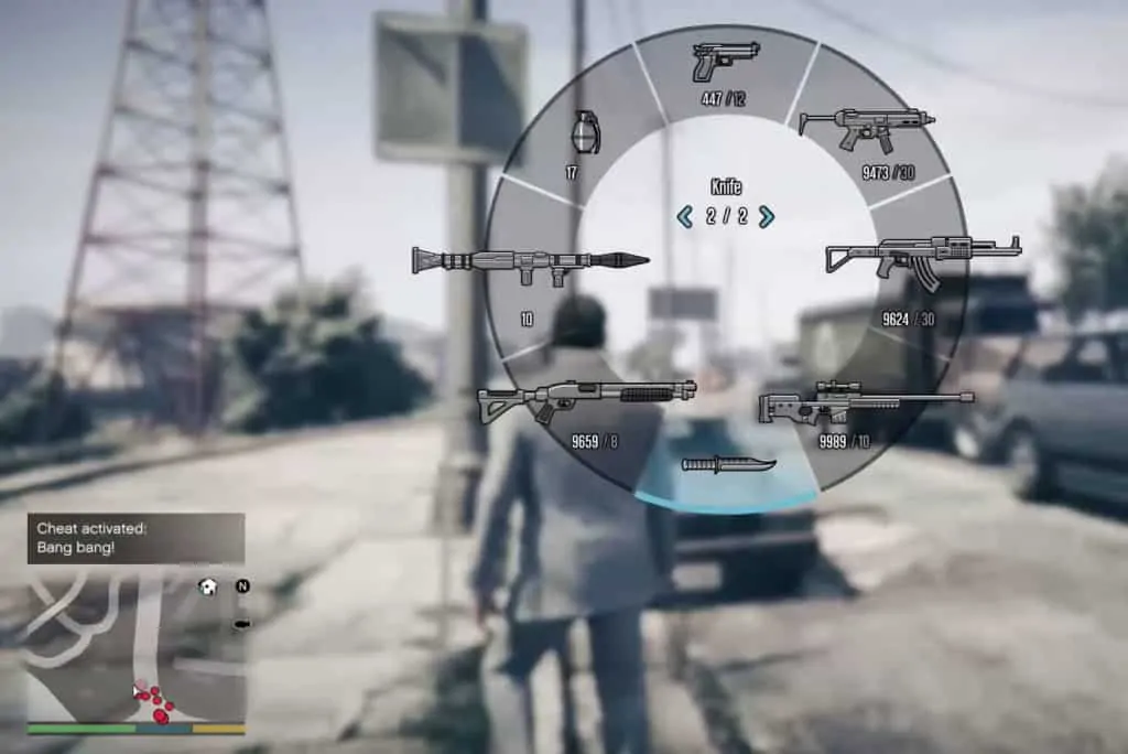 The weapon wheel after activating explosive ammo rounds